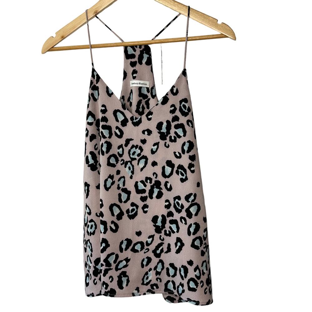 Newbury Kustom Purple & Blue Leopard Print Loose Racerback Tank Top Small